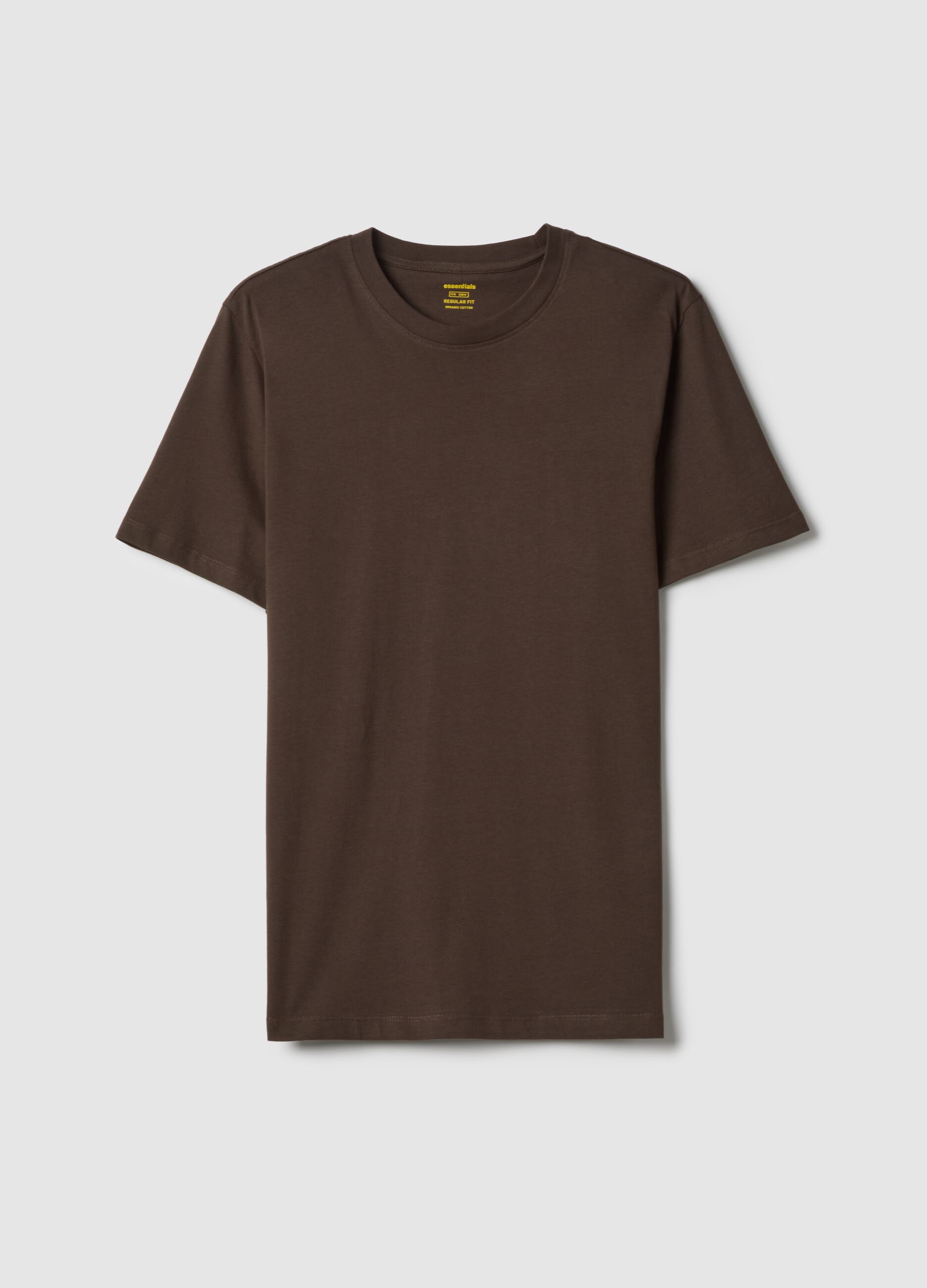 Brown pure cotton regular fit T-shirt