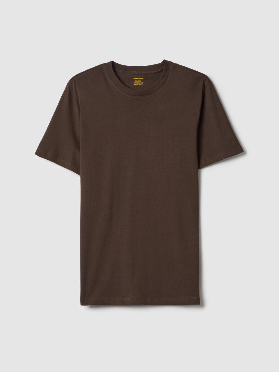 T-shirt marrone in puro cotone regular fit_4