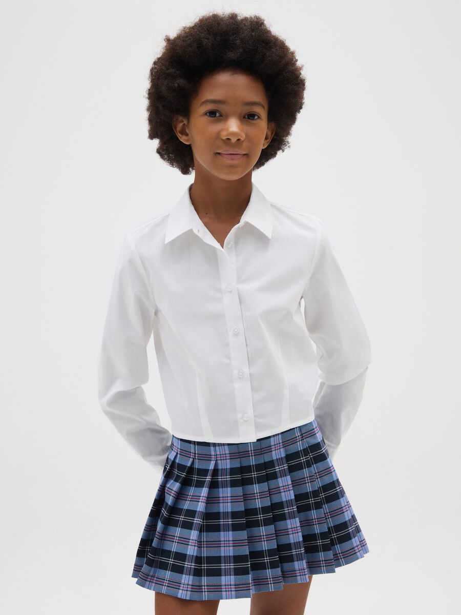 Girls' White Slim Fit Pure Cotton Shirt_0