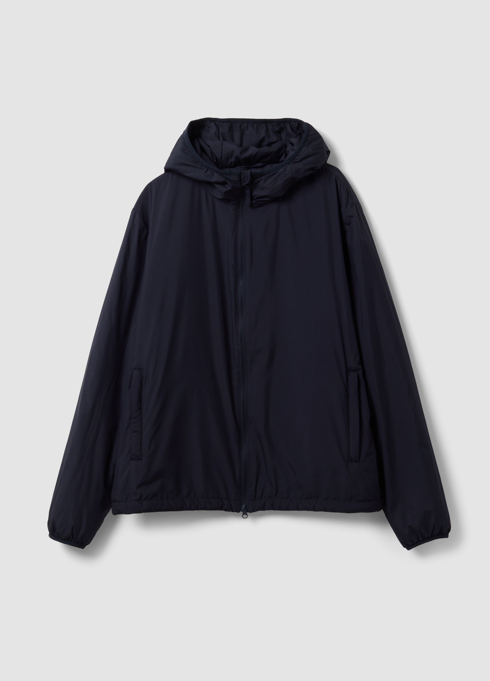 Navy blue hooded jacket with zip