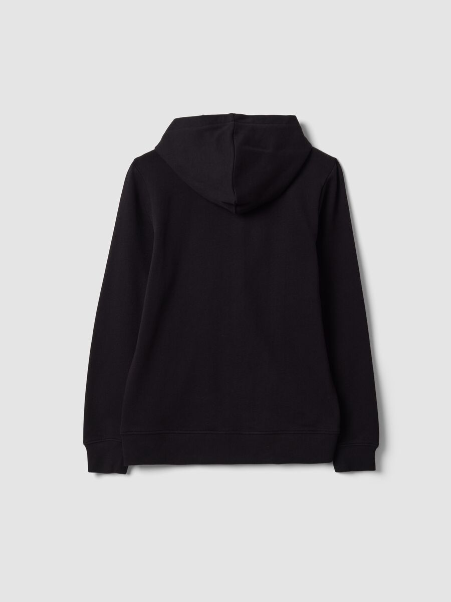 Felpa nera con cappuccio in puro cotone organico regular fit per ragazzo_1