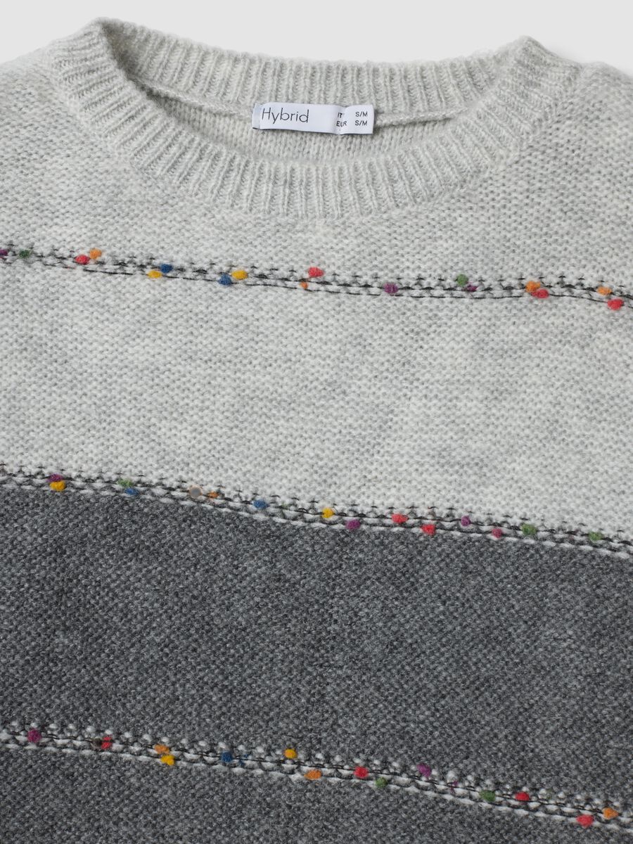 Grey striped crew-neck jumper, regular fit_1
