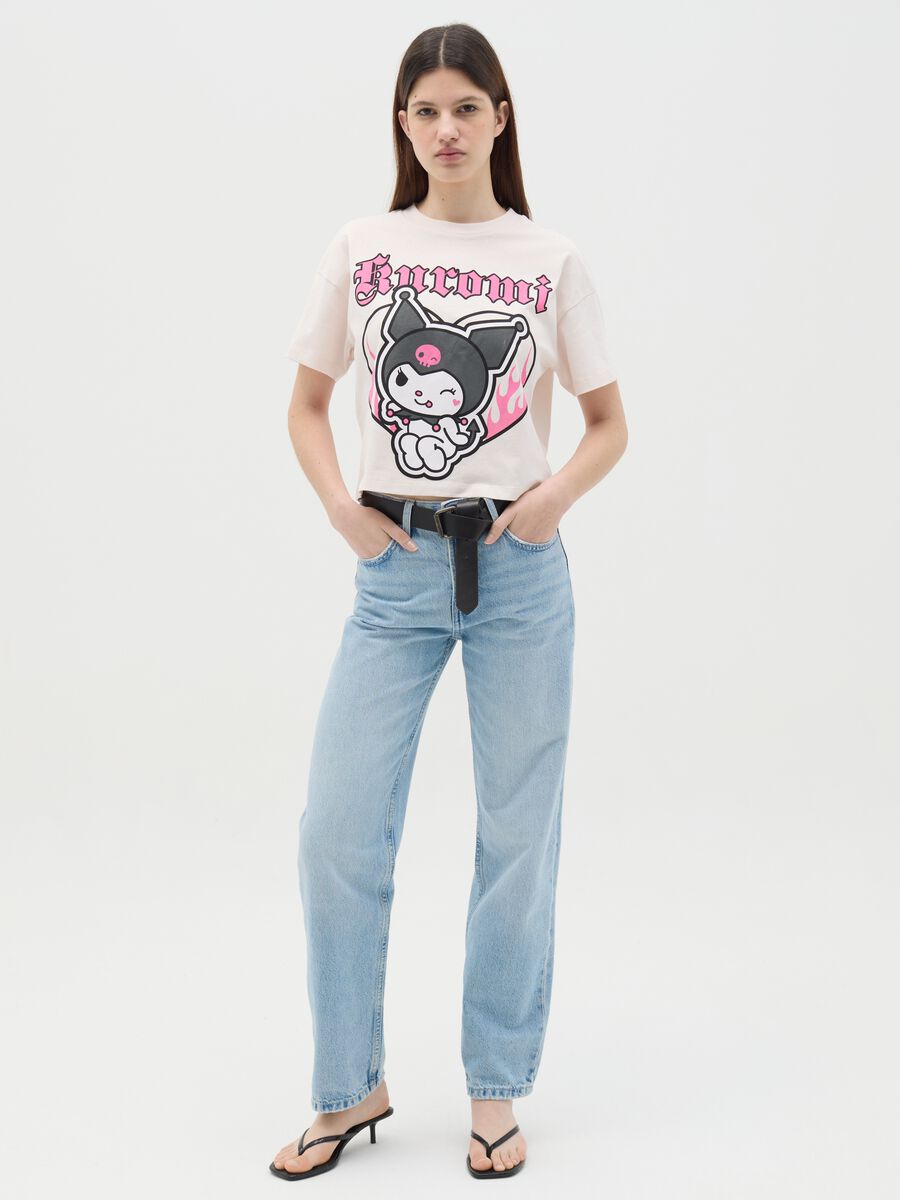 White cotton T-shirt with Kuromi print_1