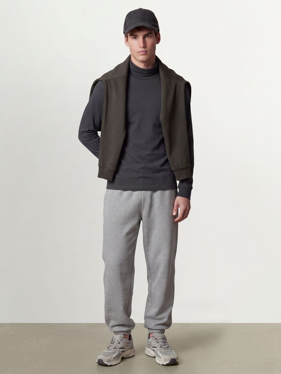 Grey pure cotton roll-neck T-shirt_1