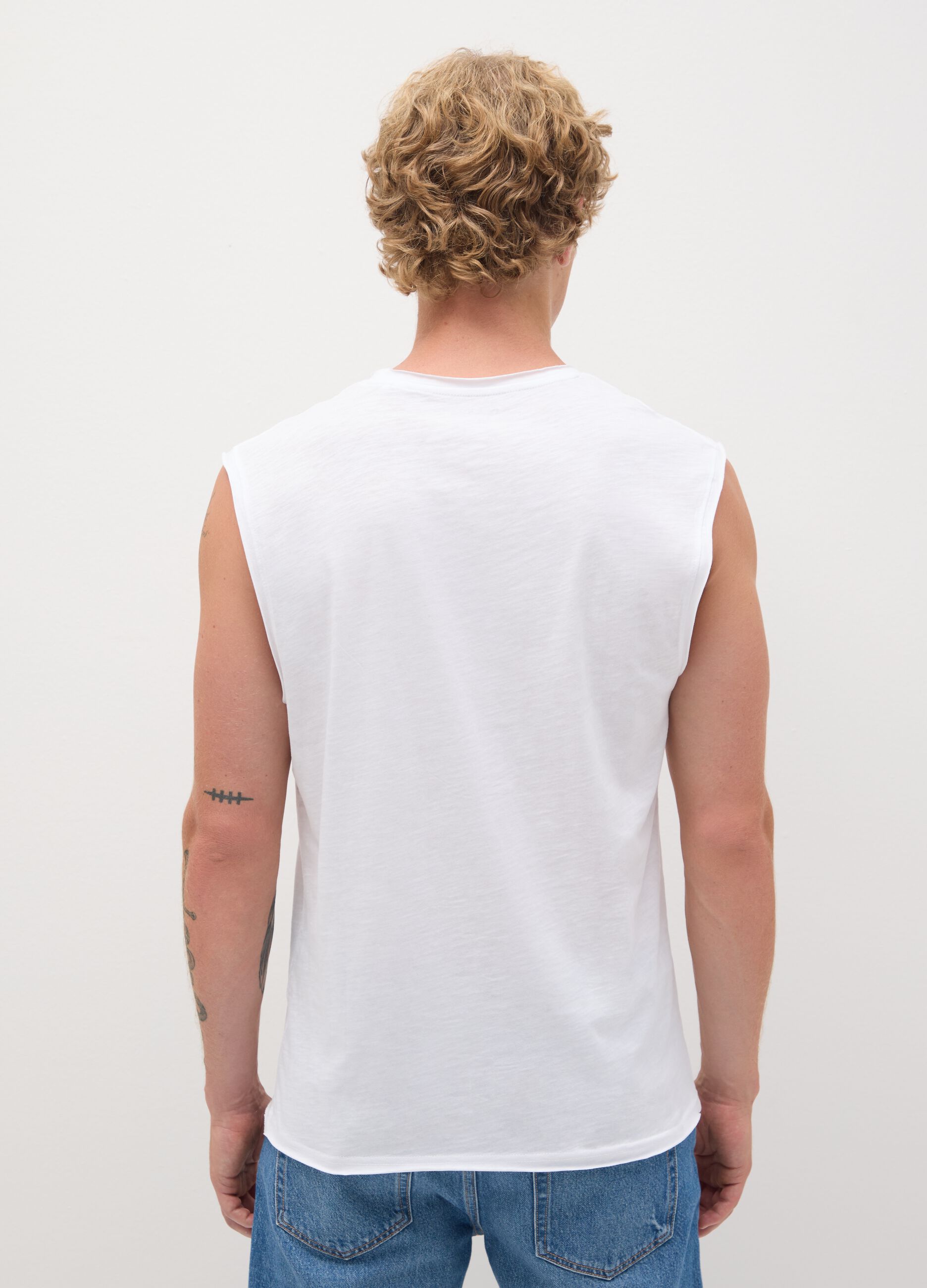 Men's regular fit white pure cotton T-shirt