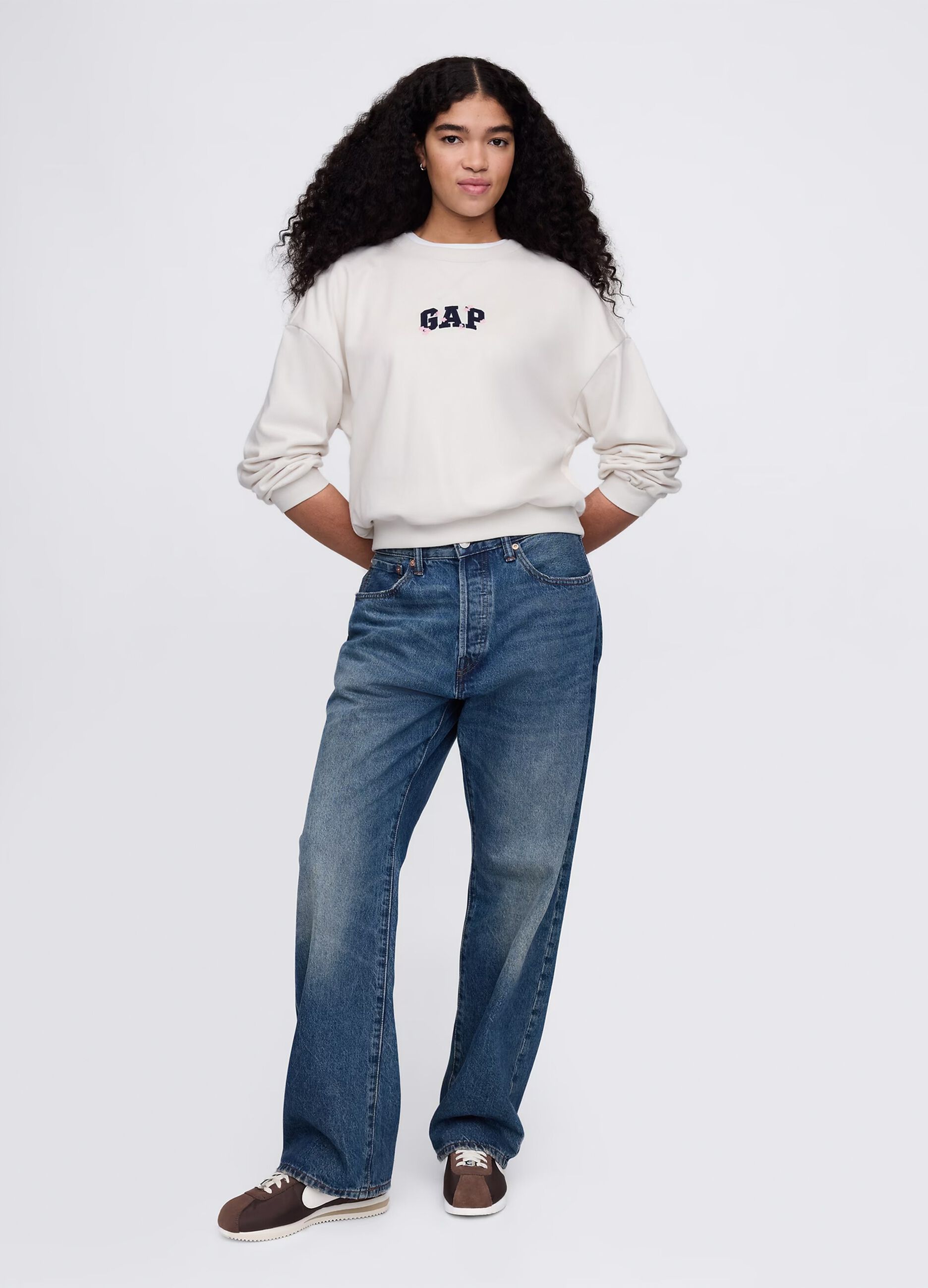 White sweatshirt with logo embroidery