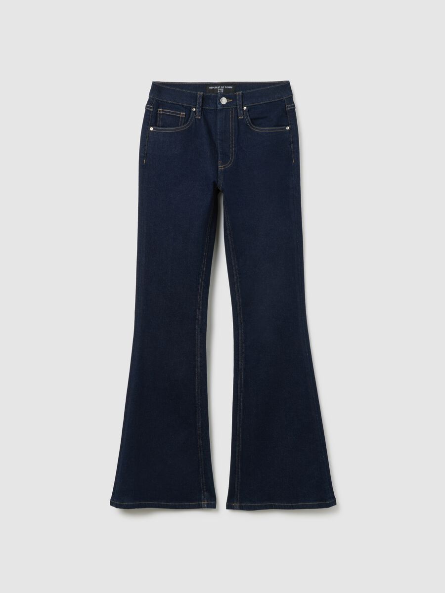 Blue Flare Jeans in Stretch Denim Cotton_4
