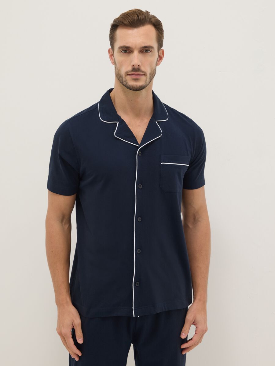 Regular Fit Blue Pure Cotton Pyjamas_1