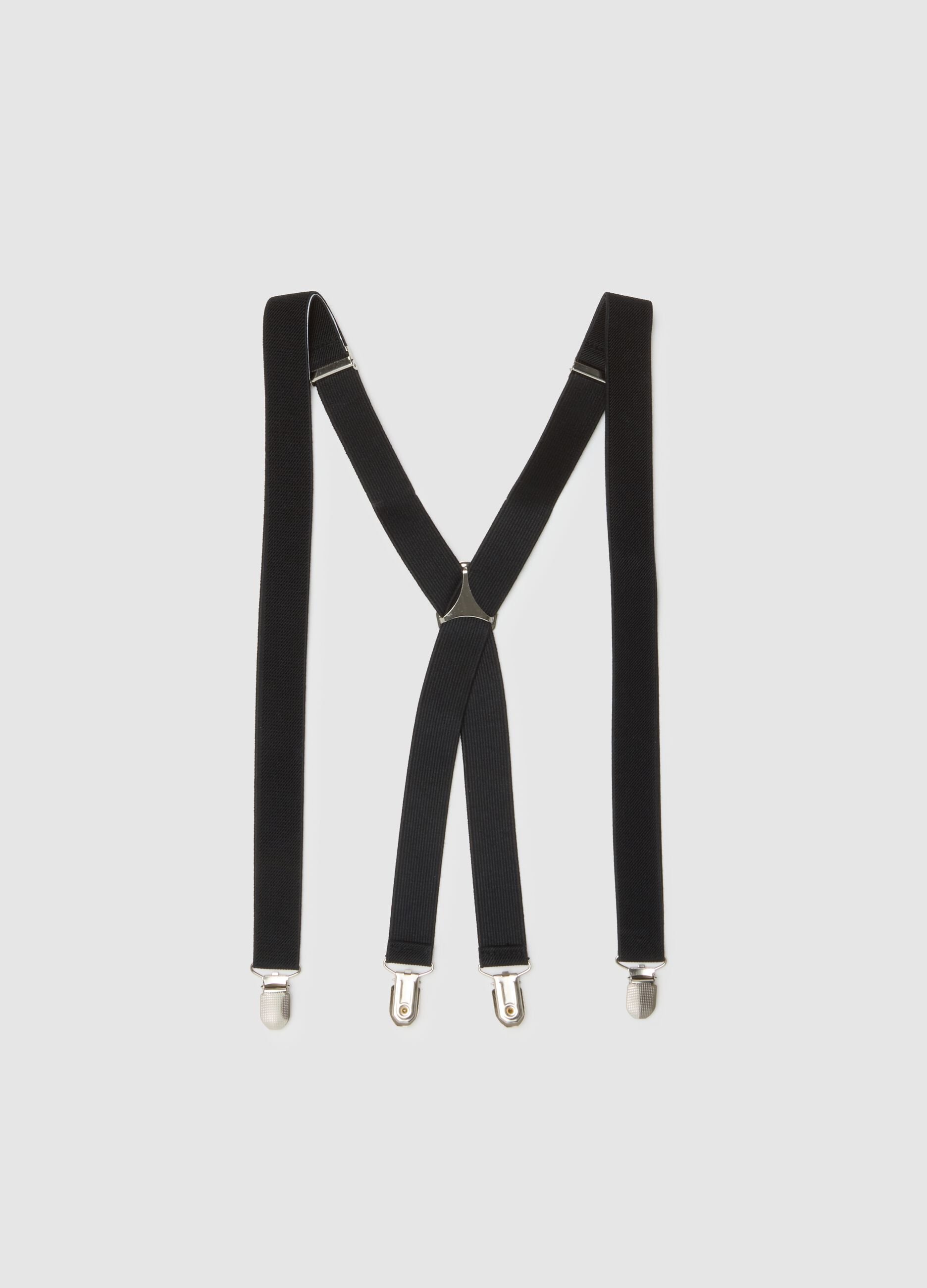 Black suspenders with metal clips