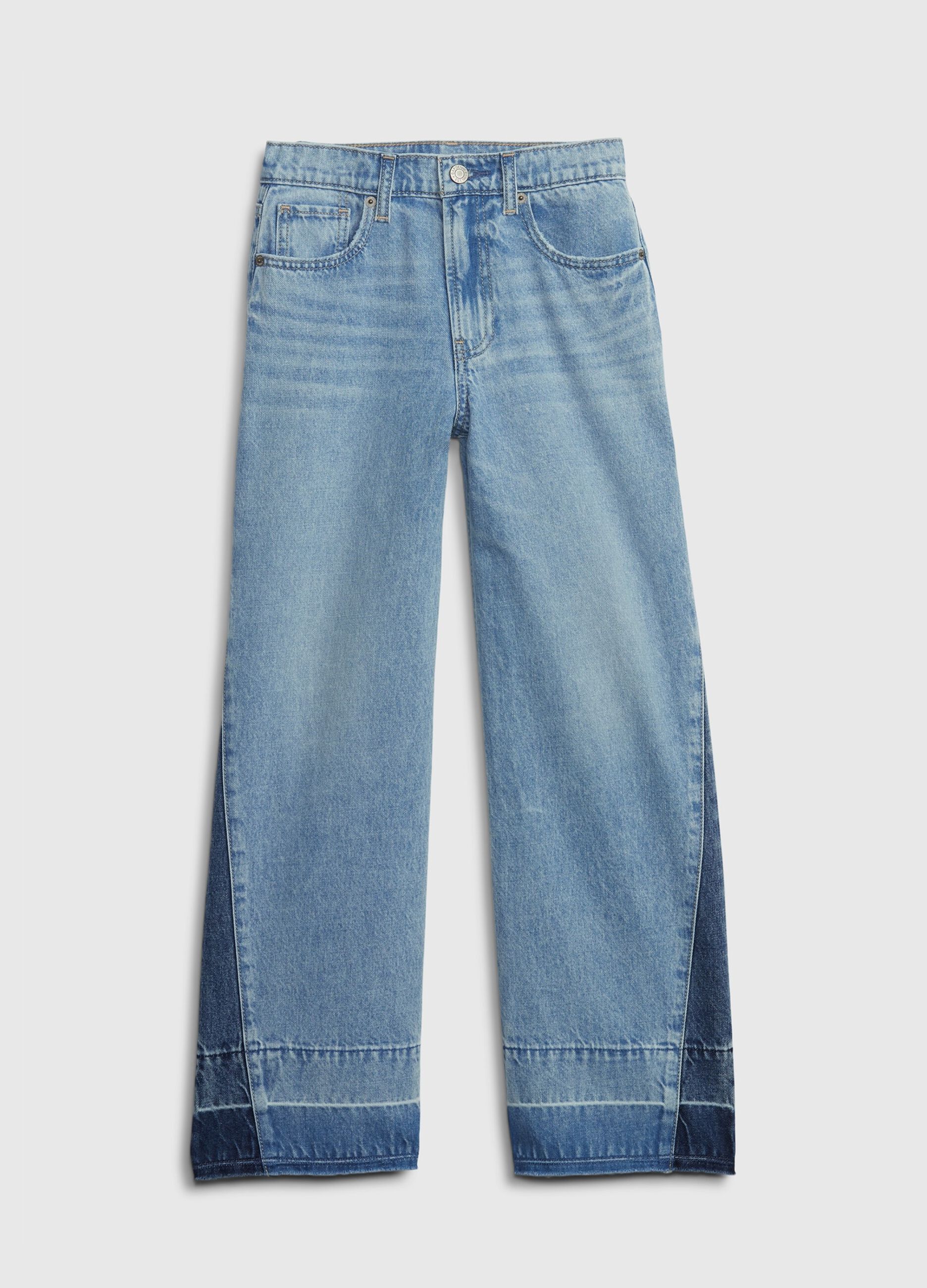 Low stride jeans with contrasting inserts