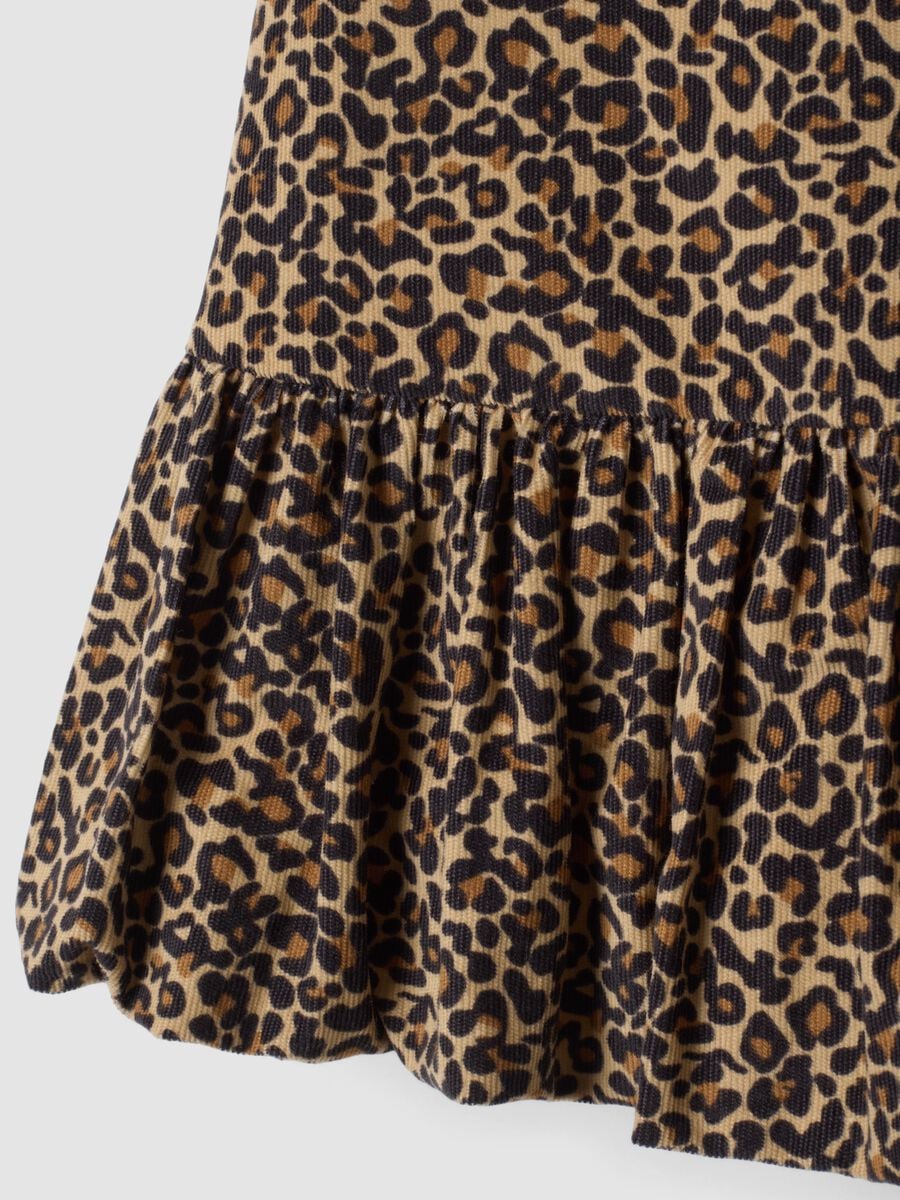 Brown pure cotton dress with animal print, oversized fit_2