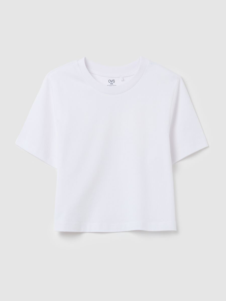 Girls' white pure cotton boxy fit T-shirt_3