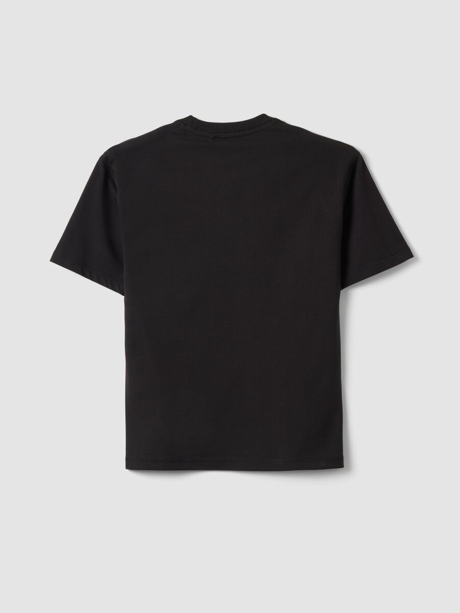 Boys&rsquo; black 100% cotton oversized T-shirt with chest pocket_4