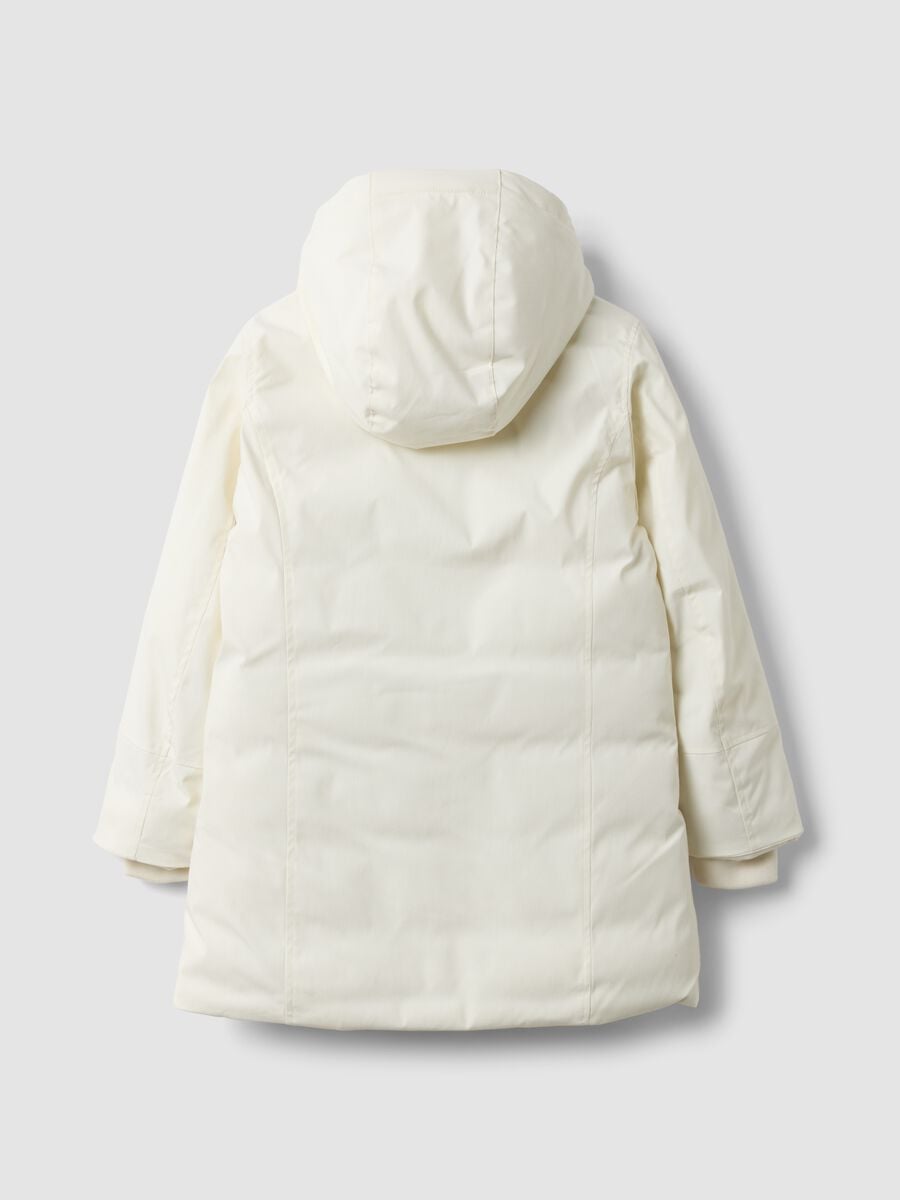 White padded jacket with hood and zip_1