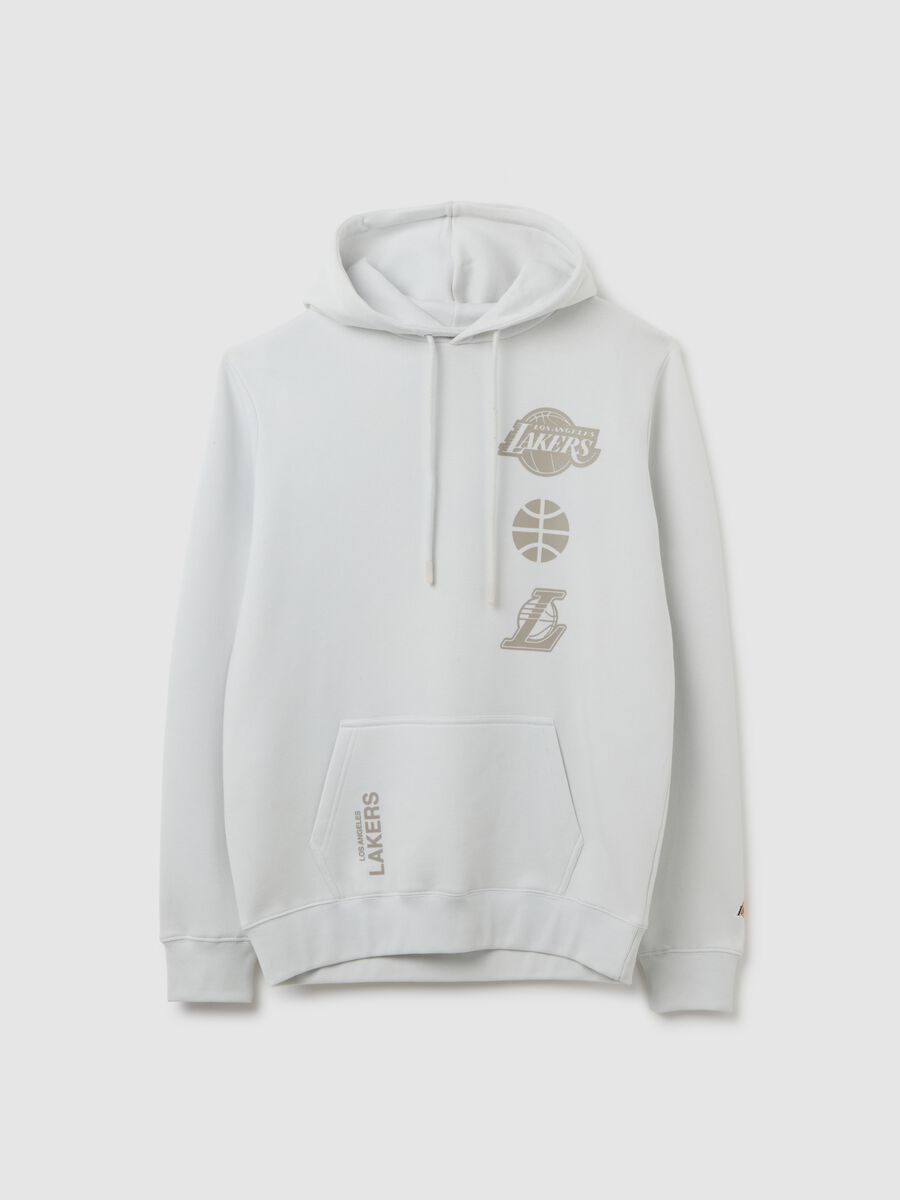 White Cotton Blend Sweatshirt with Los Angeles Lakers Print_4