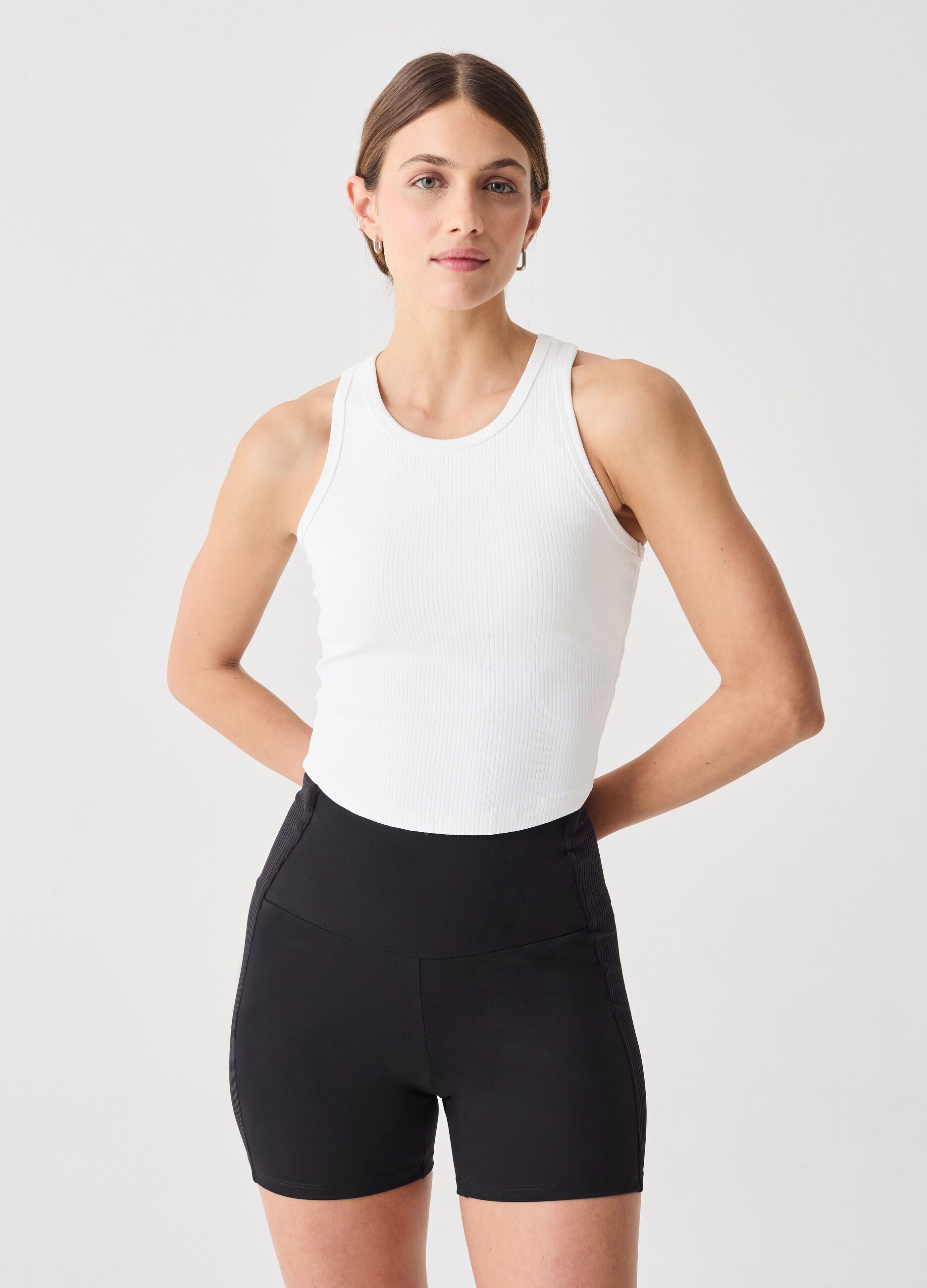 Tank top crop in tessuto tecnico a costine ALTAVIA STUDIO