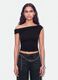 Top nero asimmetrico monospalla in viscosa elasticizzata slim fit_0