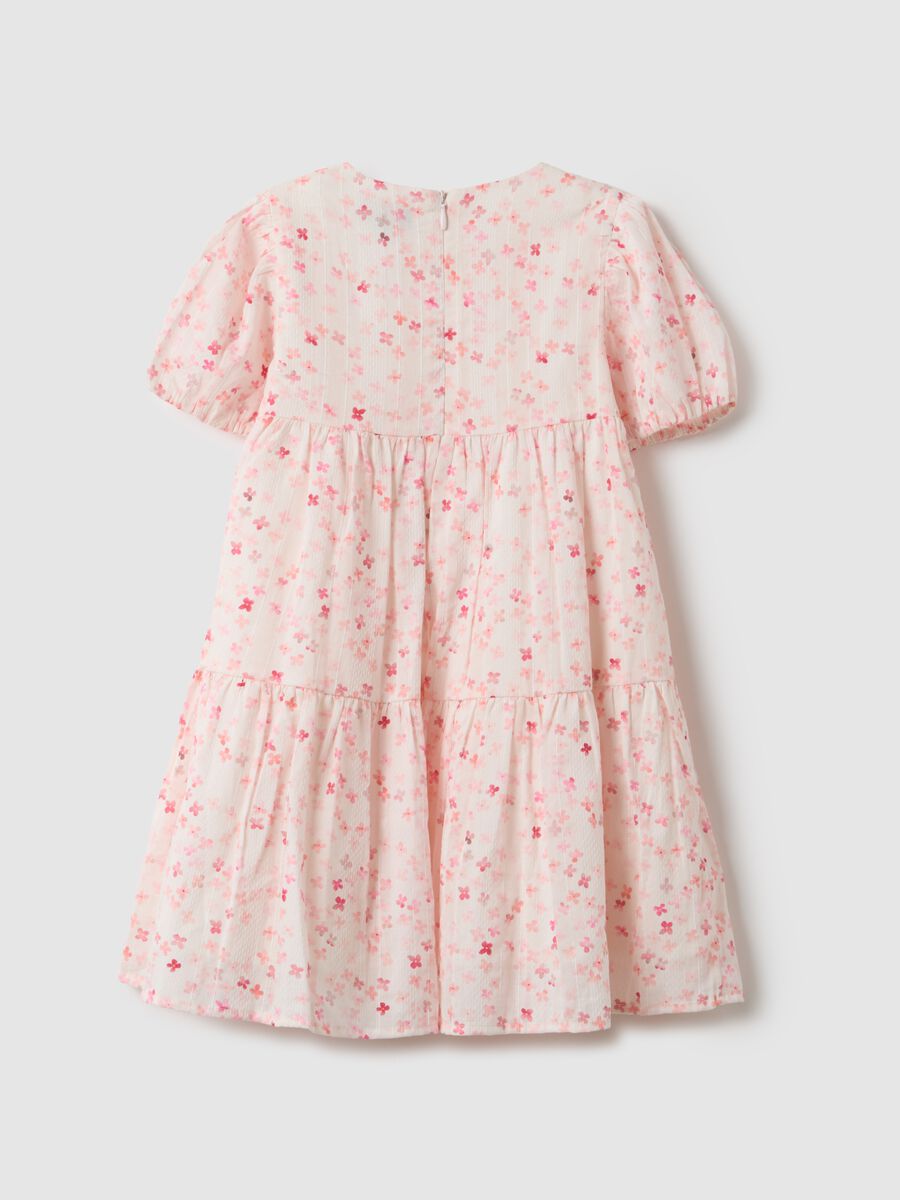 Multicolour pure cotton dress for girls with floral pattern_1