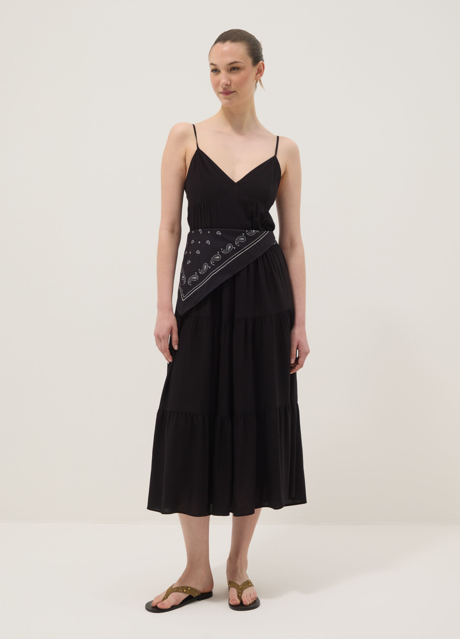 Long black dress in pure viscose