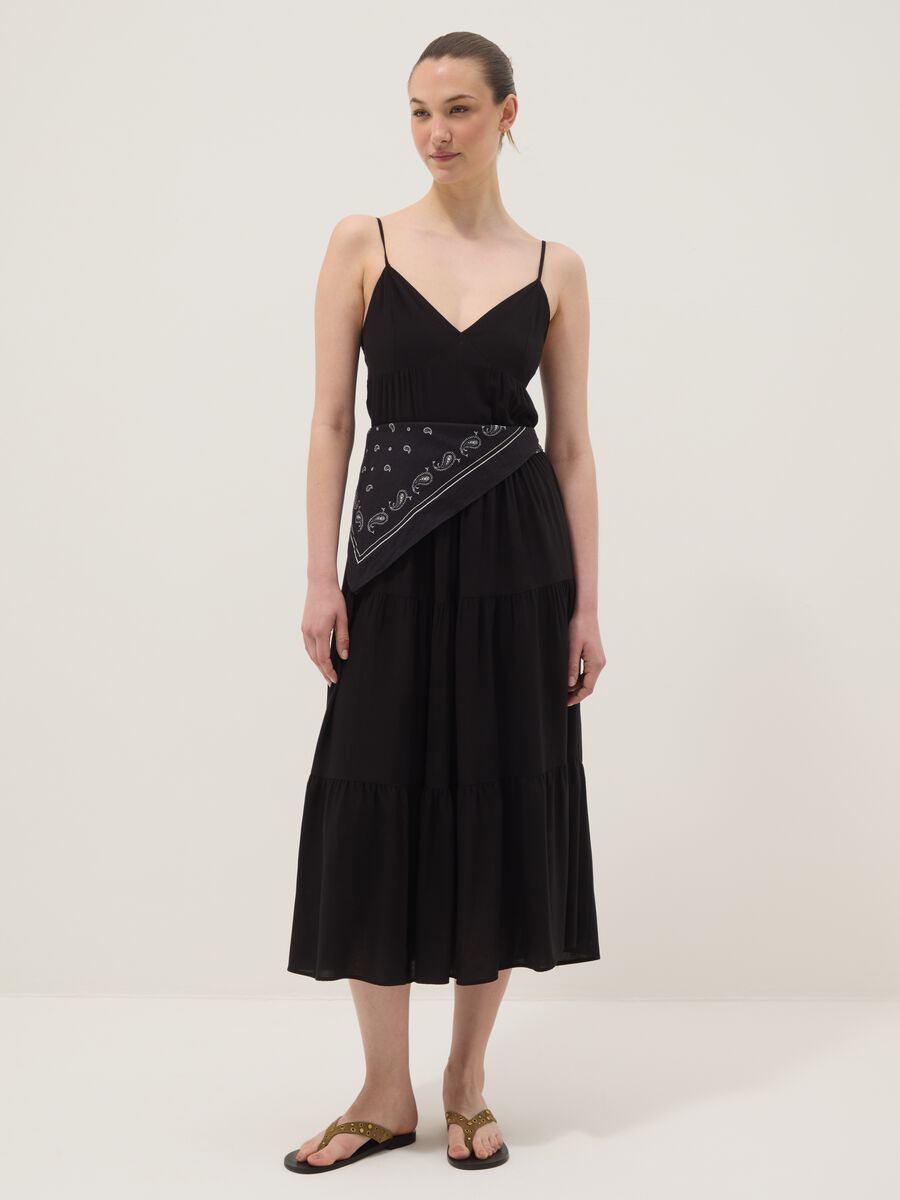 Long black dress in pure viscose_1
