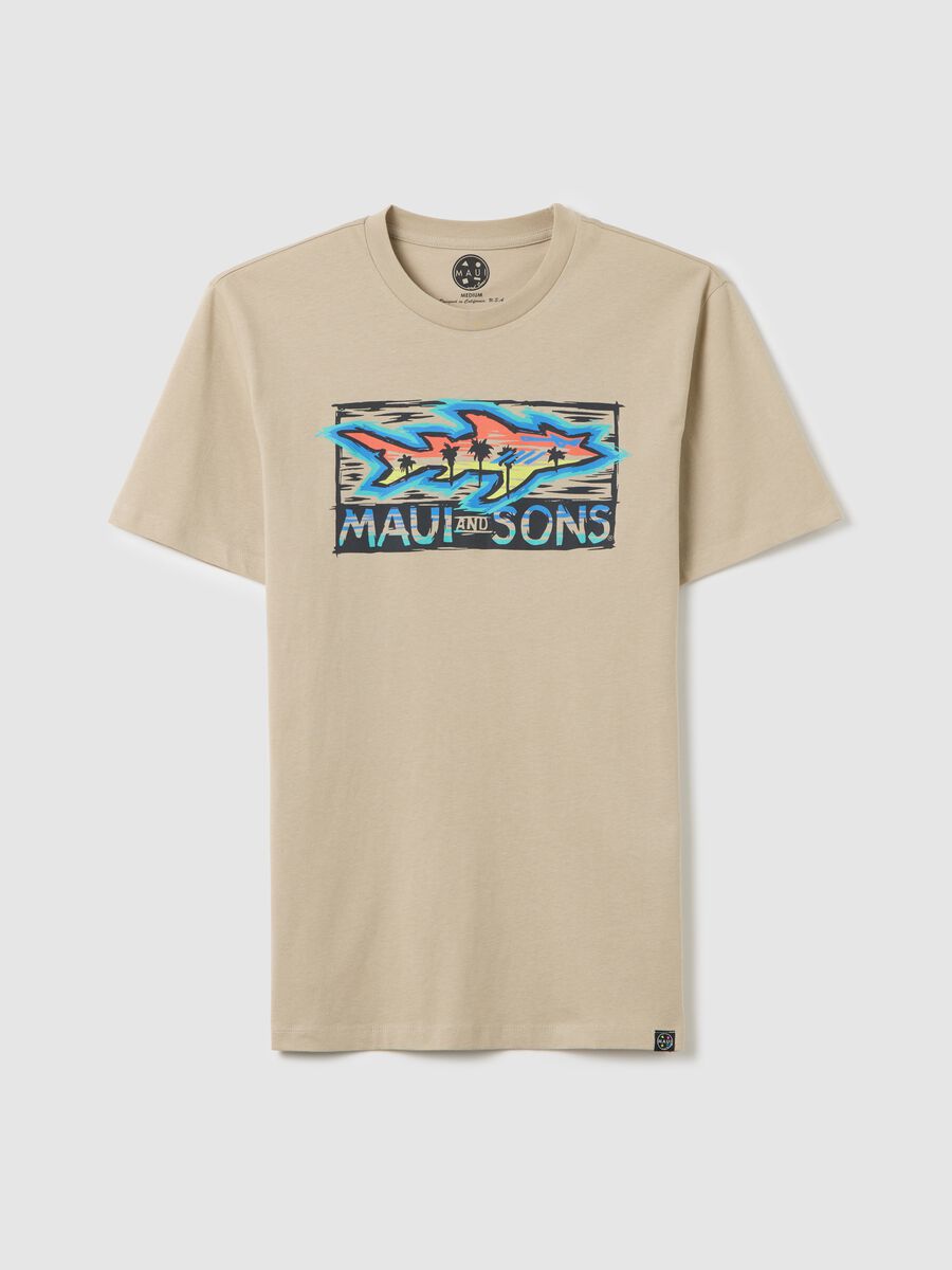 Beige T-shirt with Maui and Sons print_4