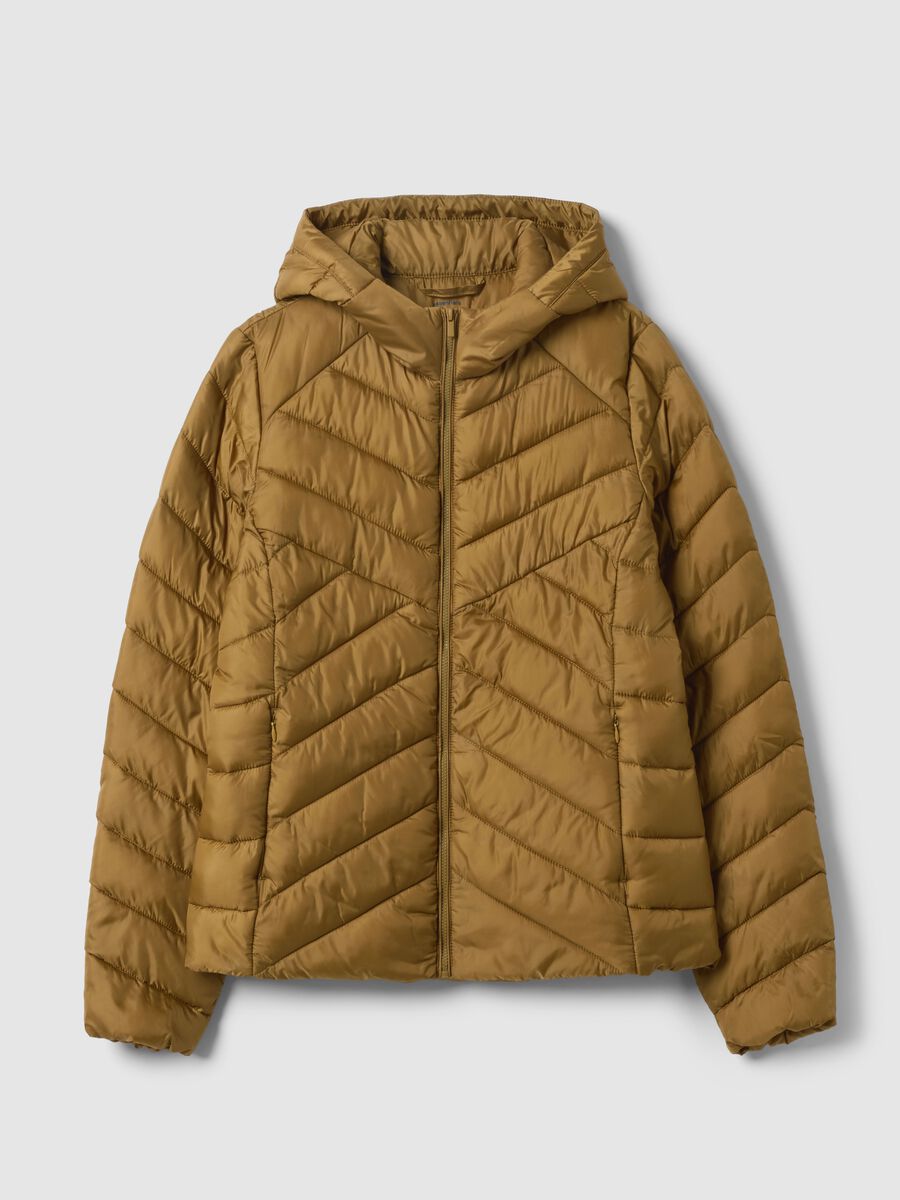 Giacca imbottita marrone regular fit con cappuccio_4