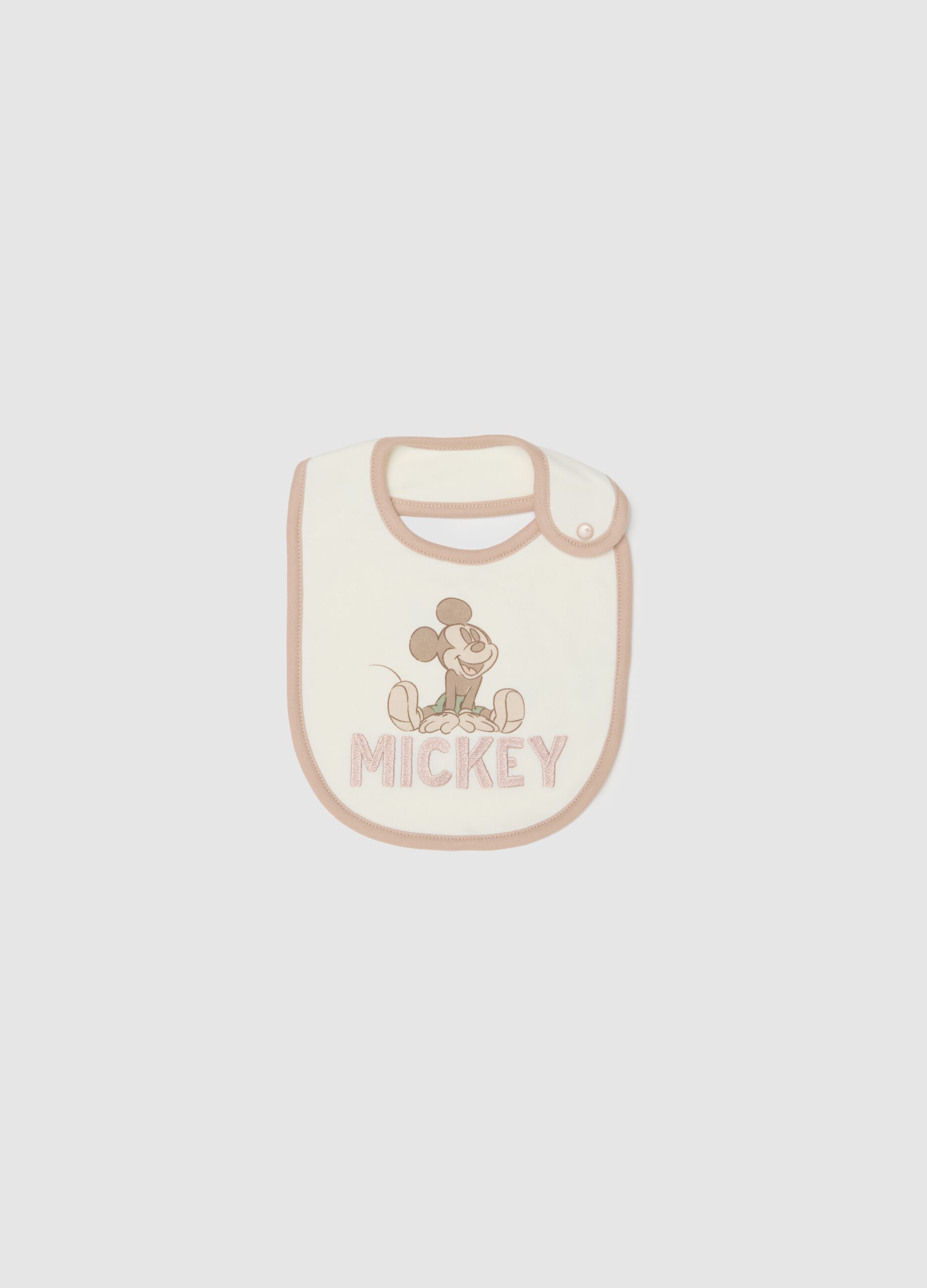White cotton bib with print