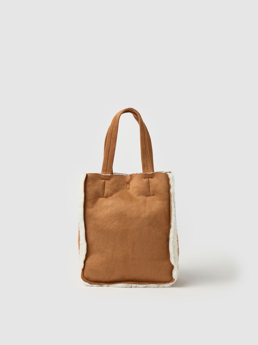 Mini tote bag with sherpa lining_0