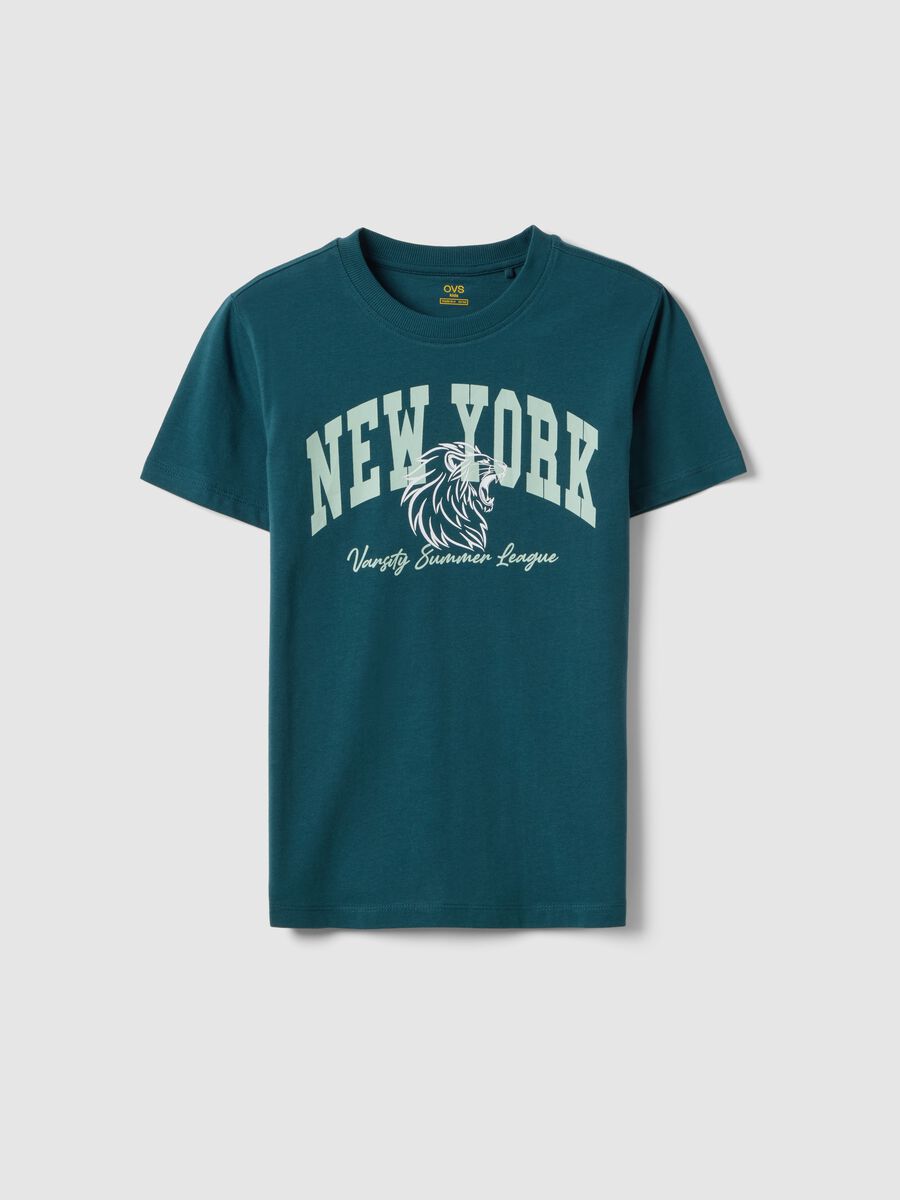 T-shirt in puro cotone verde da ragazzo regular fit con stampa_3