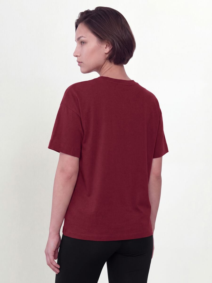 Red crew-neck T-shirt in stretch cotton-modal blend, regular fit_3
