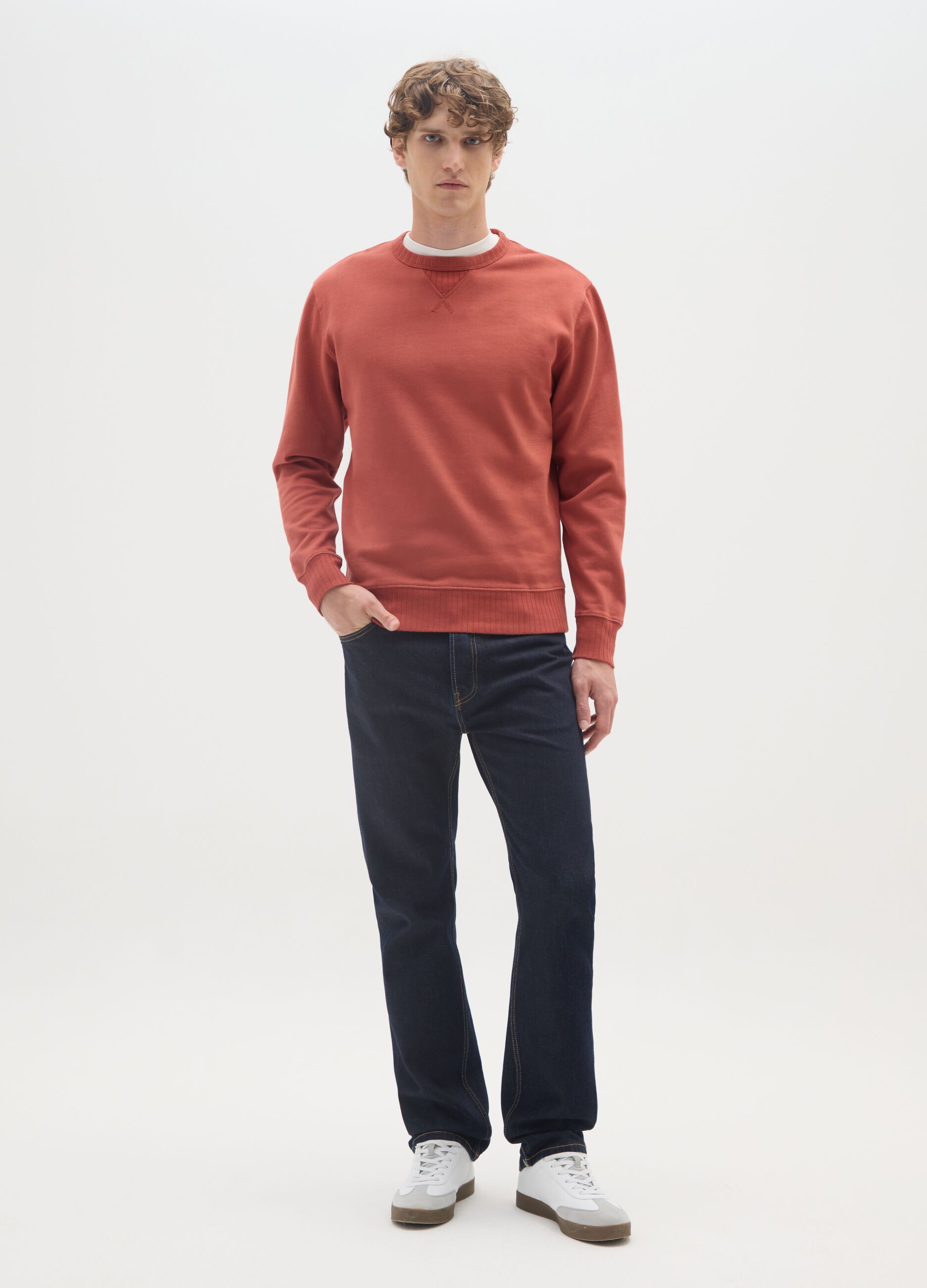 Red pure cotton regular fit jumper