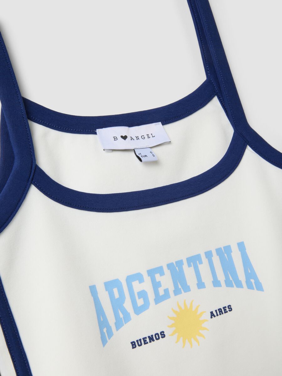 White stretch-cotton tank top with blue piping_5