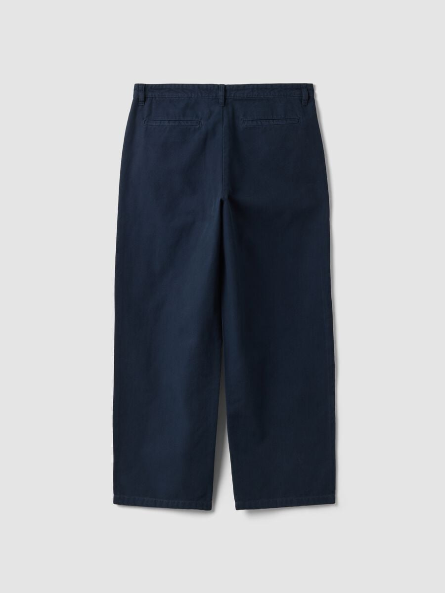 Pantaloni chino blu in puro cotone barrel fit_6