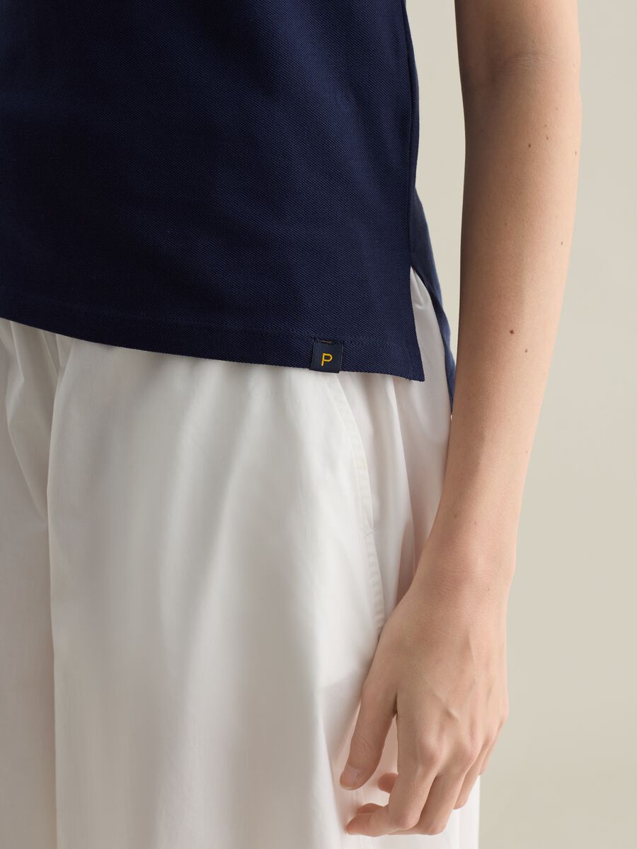 Blue short-sleeved polo shirt in piquet_2