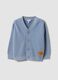 Cardigan blu in misto cotone con scollo a V over fit per bimbo_0