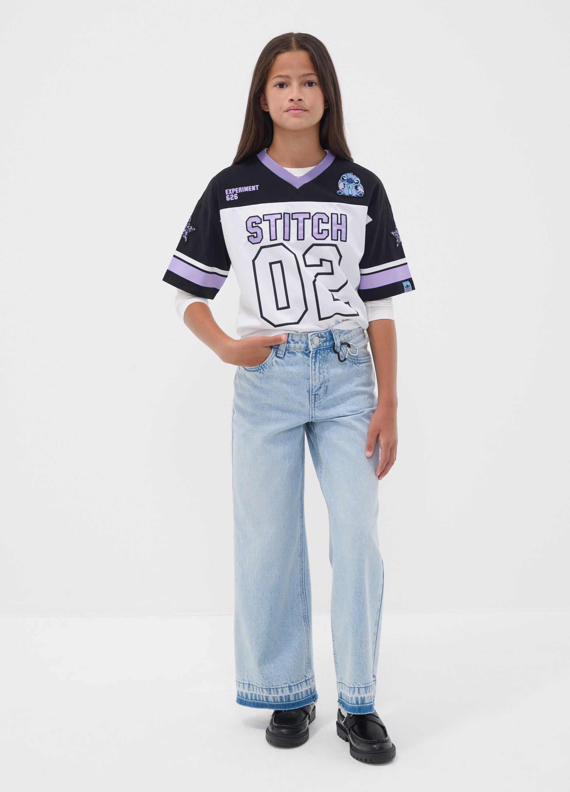 Blue culotte jeans in pure cotton for girls