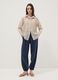 Blue viscose-blend trousers with elasticated cuffs, regular fit_0