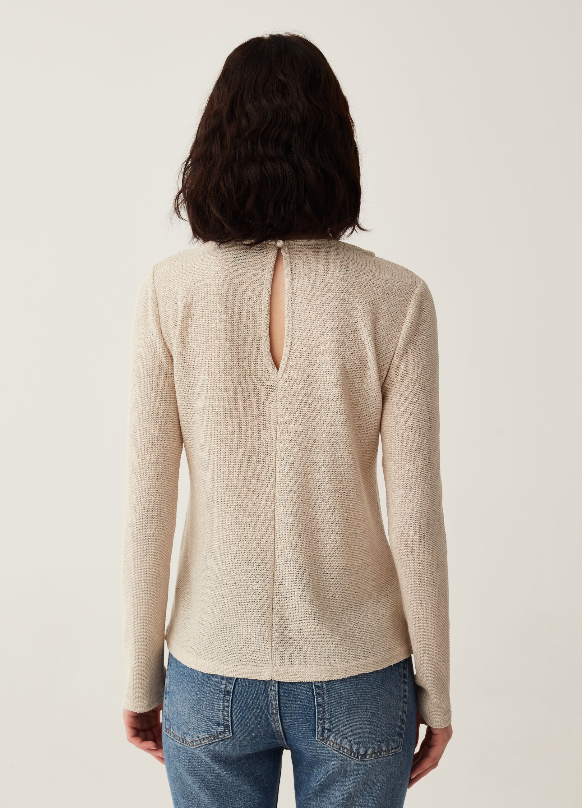 T-shirt in lurex effetto tricot_2