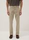 Slim fit beige stretch cotton trousers_1