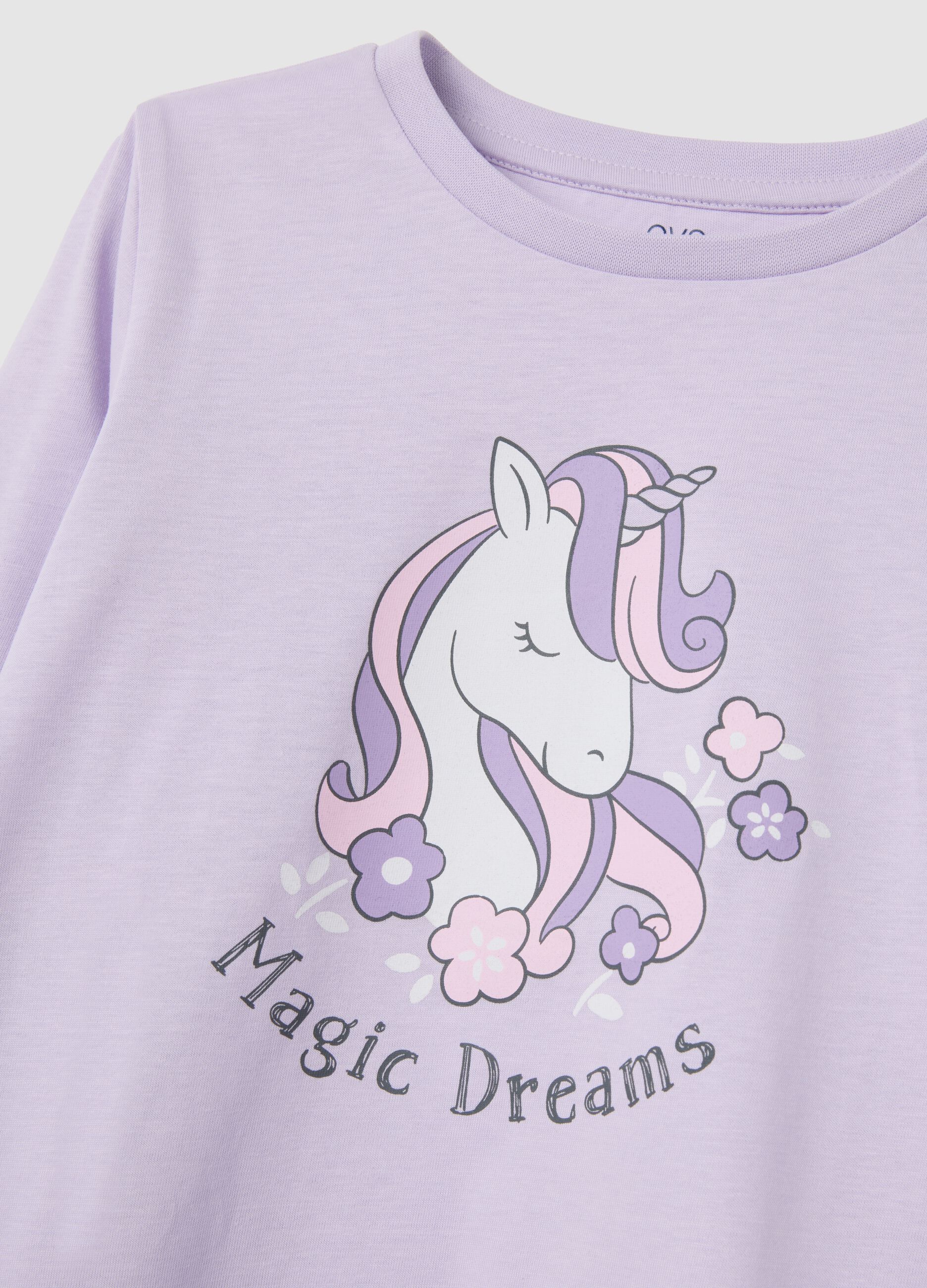 Lilac Pyjamas with Unicorn and Floral Print