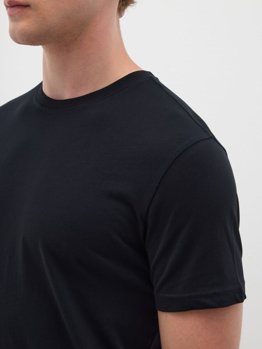 T-shirt da uomo in puro cotone nero_2