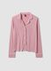 Pink pure viscose pyjamas with V-neck and contrast piping_4