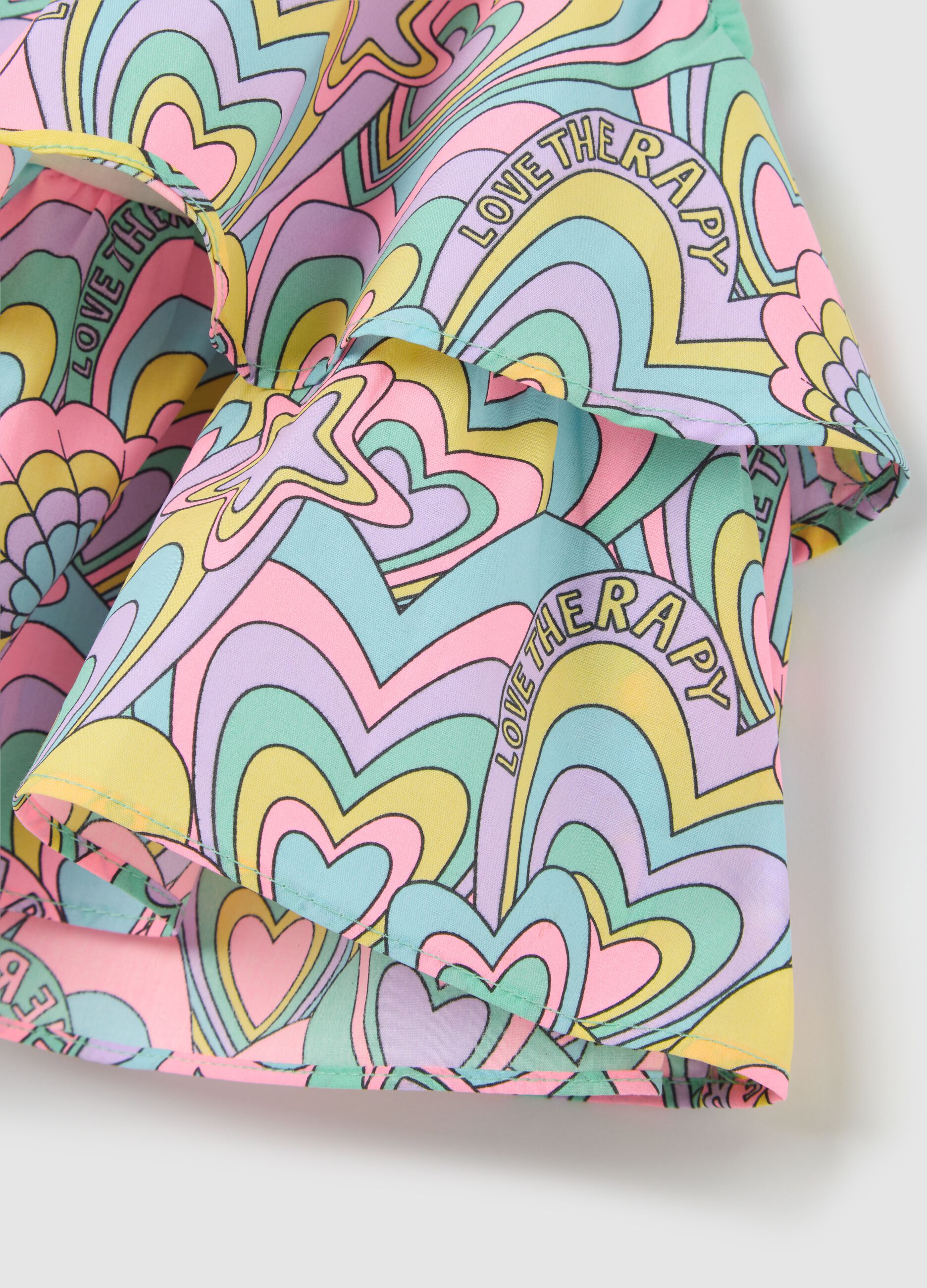 Canotta da bambina in puro cotone multicolor regular fit con fantasia