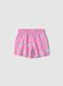 Girls' regular fit pink pure cotton shorts with flowers_1
