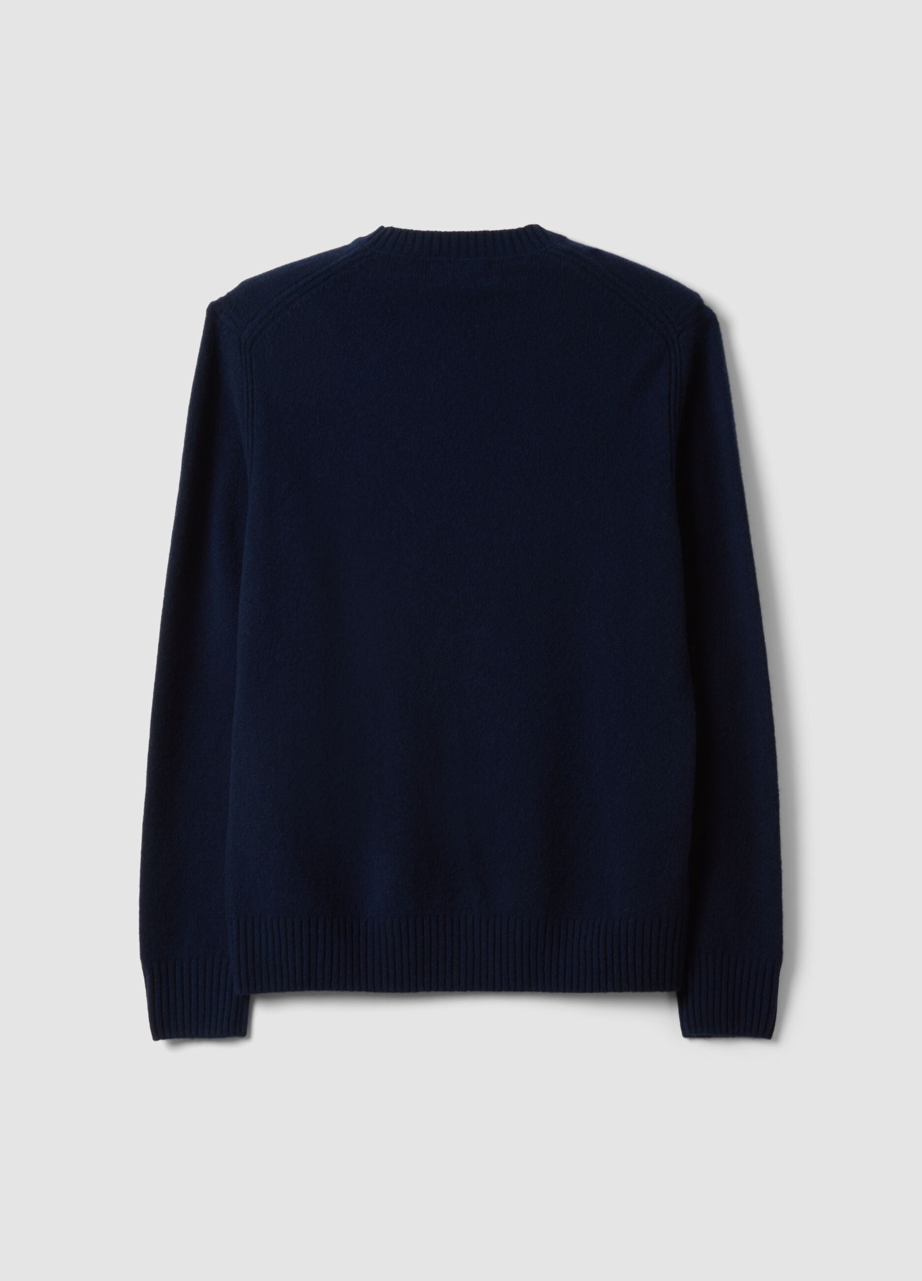 Blue crew-neck wool-blend jumper, regular fit