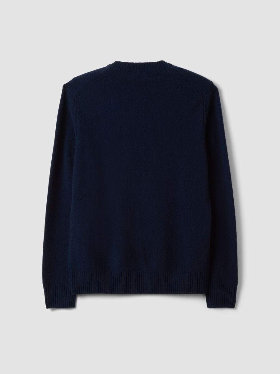 Maglia blu girocollo in misto lana regular fit_2