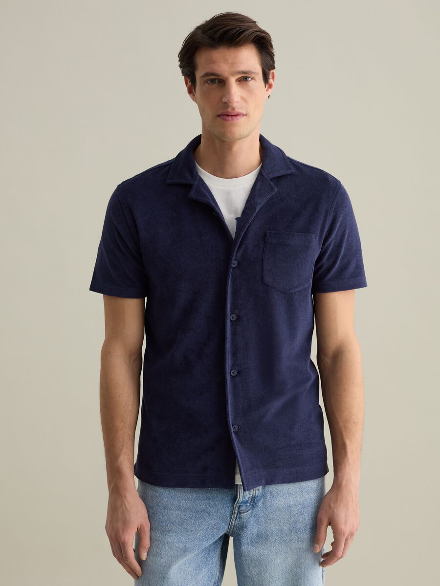 Polo shirt in chenille with pocket_0
