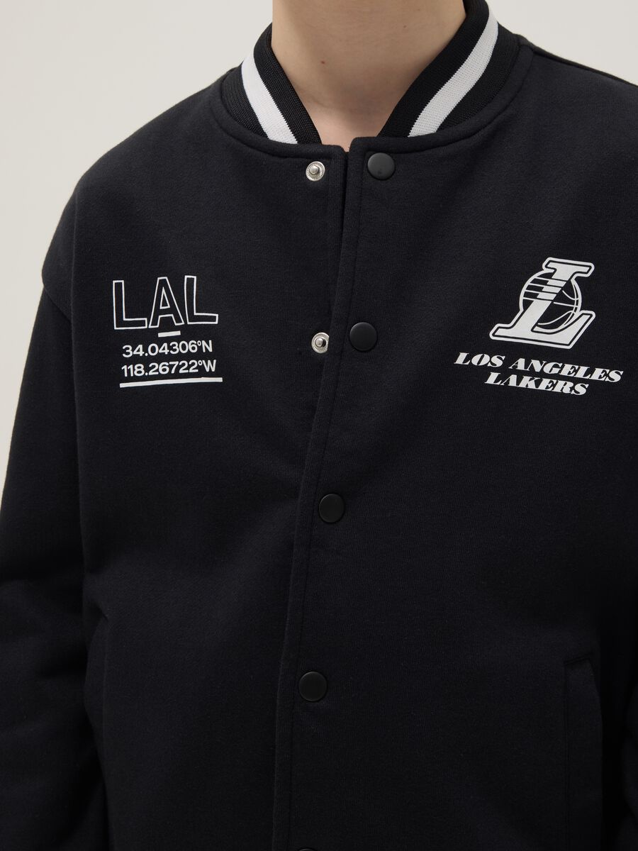 Kids' black cotton-blend bomber jacket regular fit with print_2