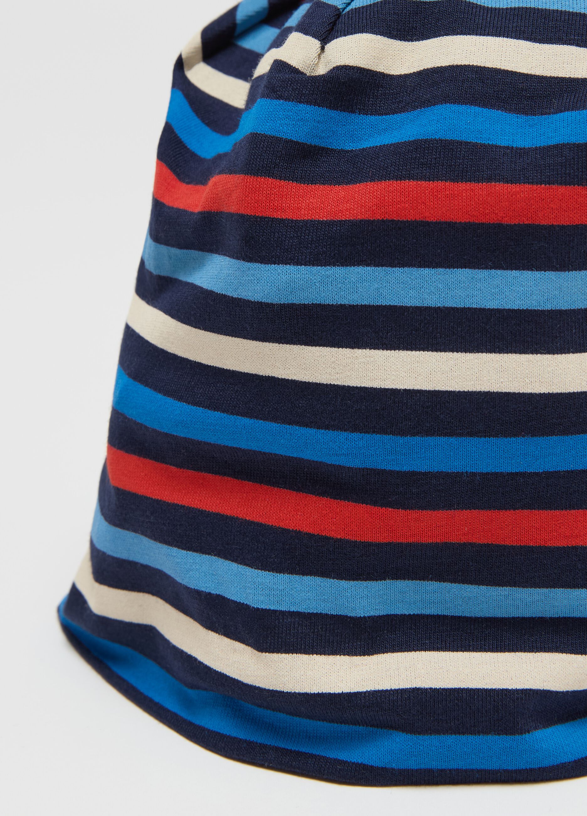 Stretch cotton hat with striped pattern