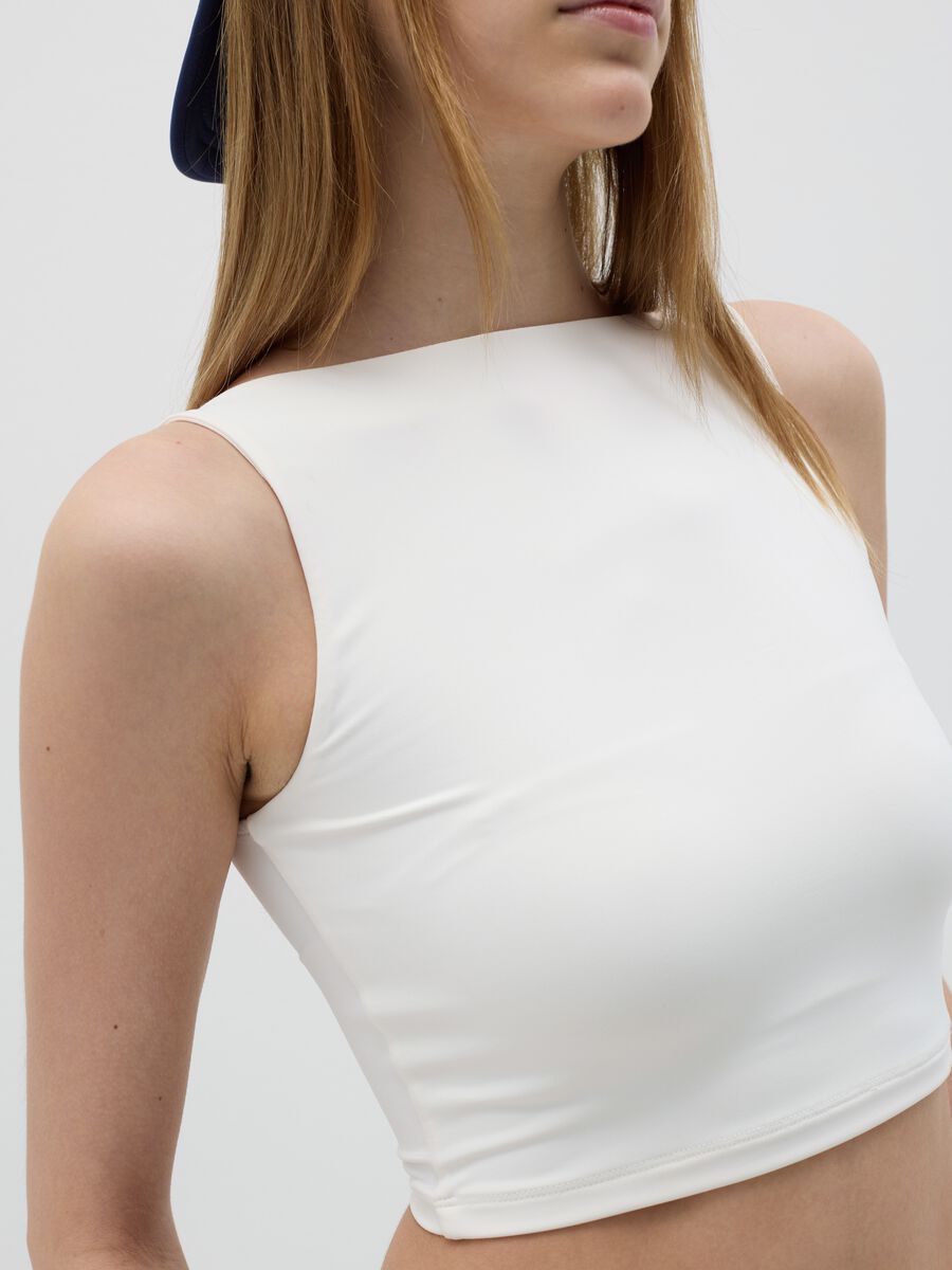 White stretch fabric crop tank by B.Angel_2